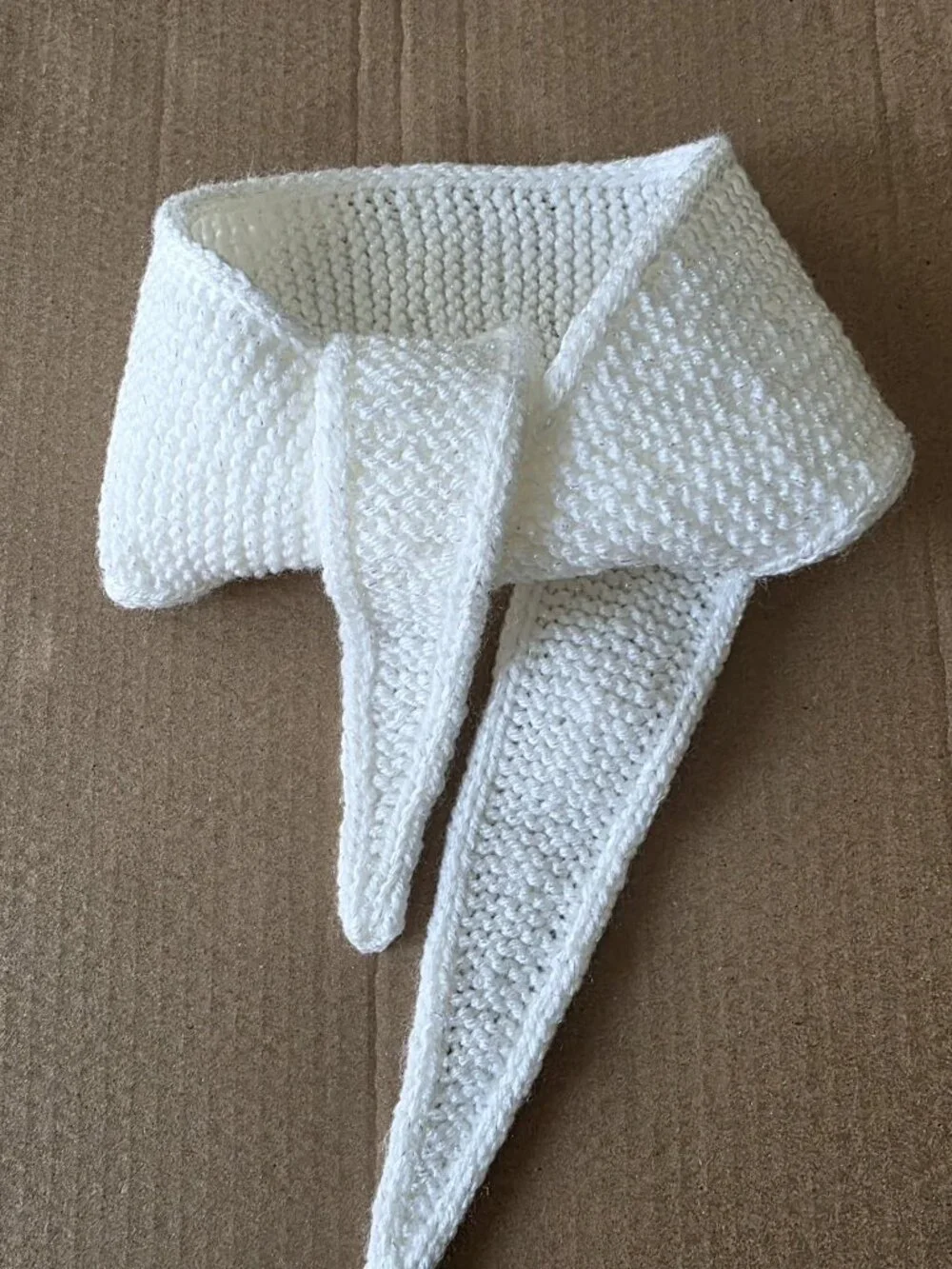 Sophie Scarf Classic Design Small Double Wrap Handmade Knitted Acrylic White